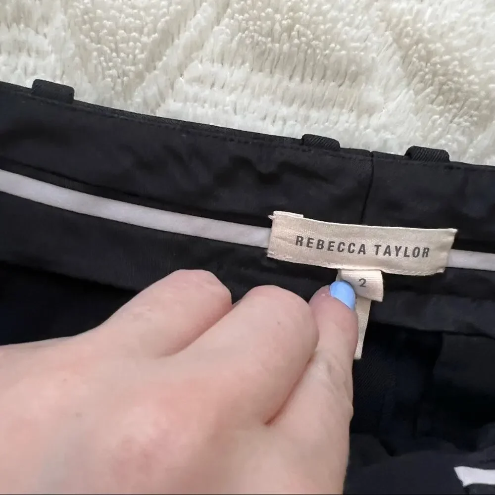 Rebecca Taylor Pleated Black Wool Trousers